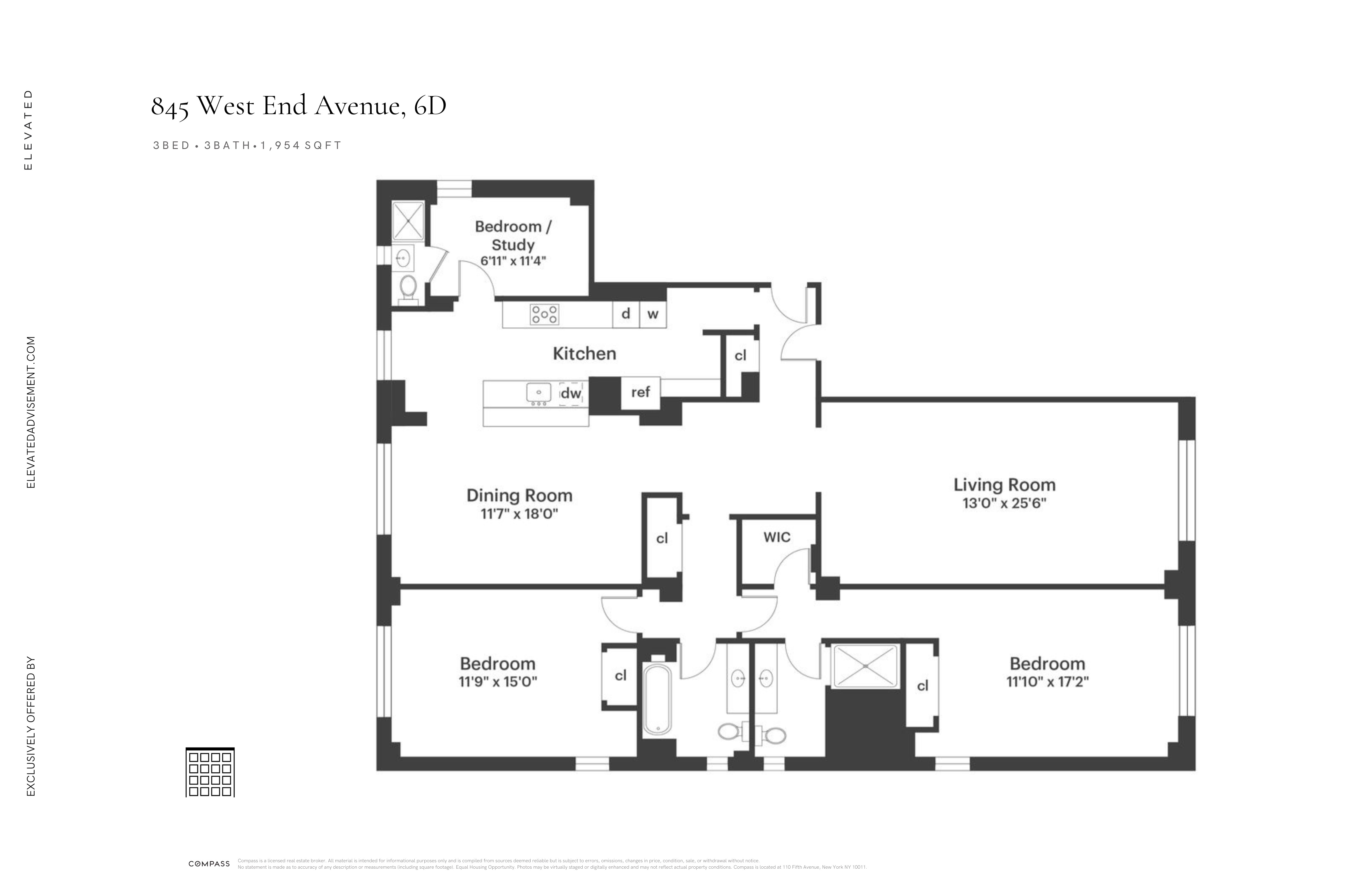 Floorplan for 845 West End Avenue, 6D