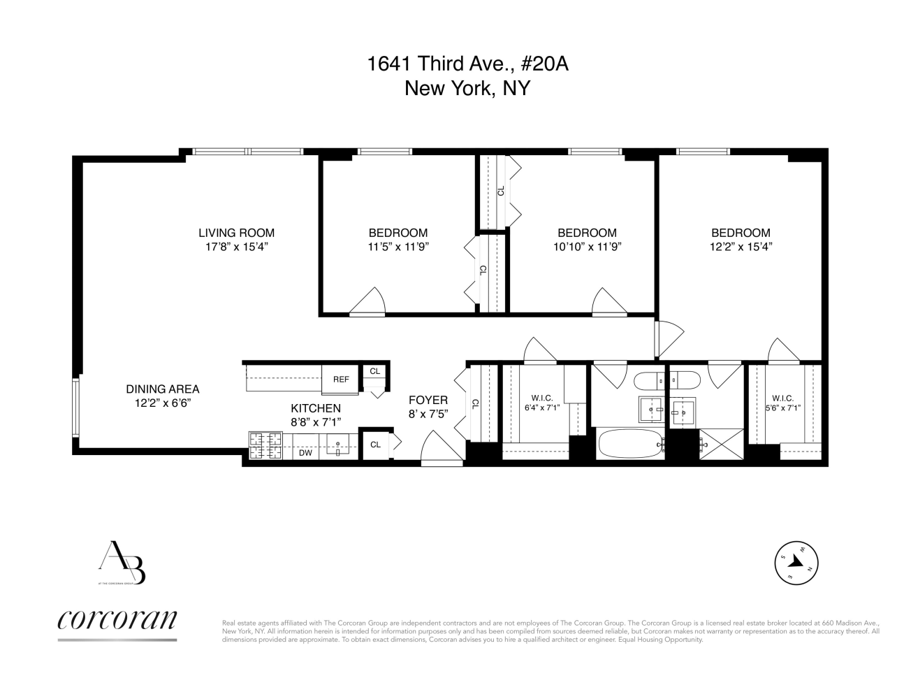 Floorplan for 1641 3rd Avenue, 20A