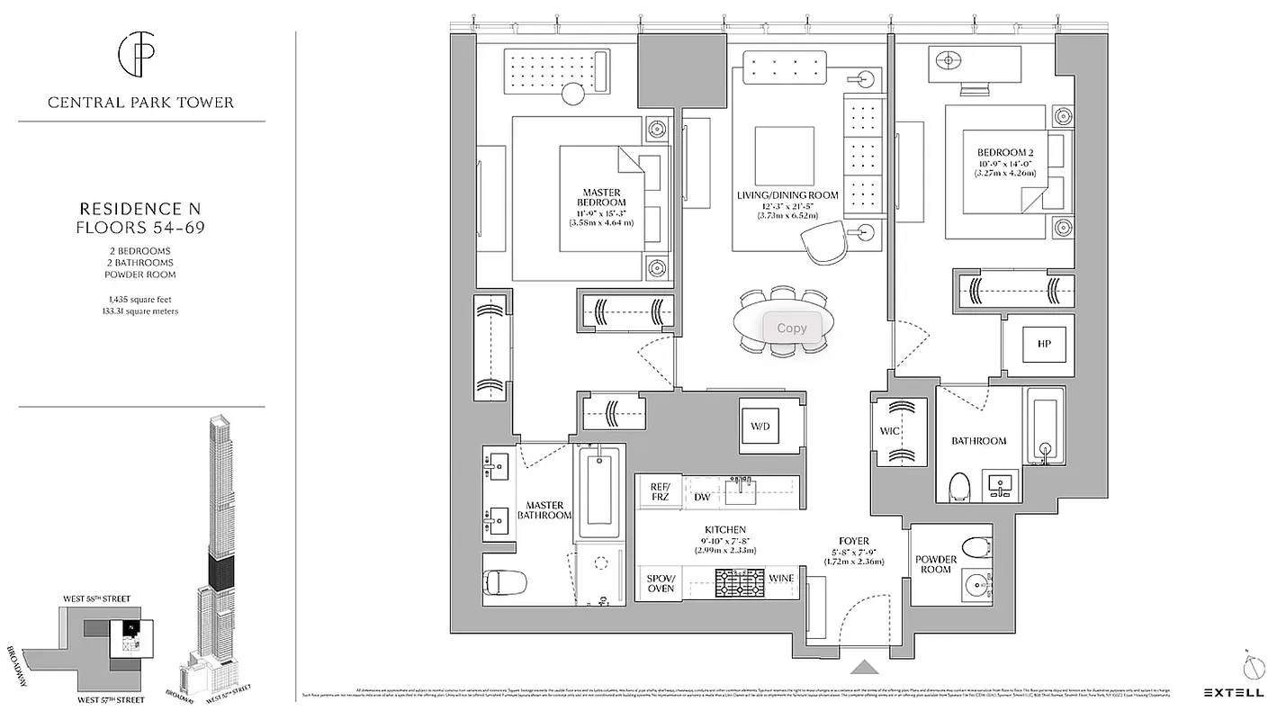 Floorplan for 217 West 57th Street, 57N