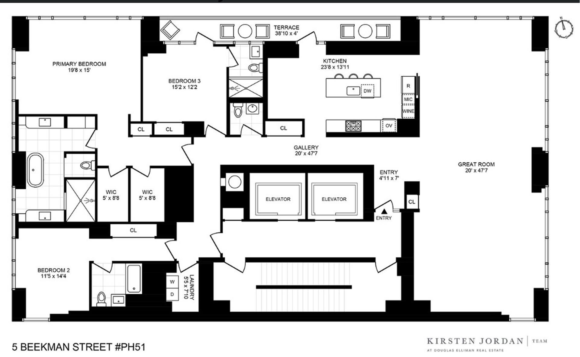 Floorplan for 5 Beekman Street, PH51