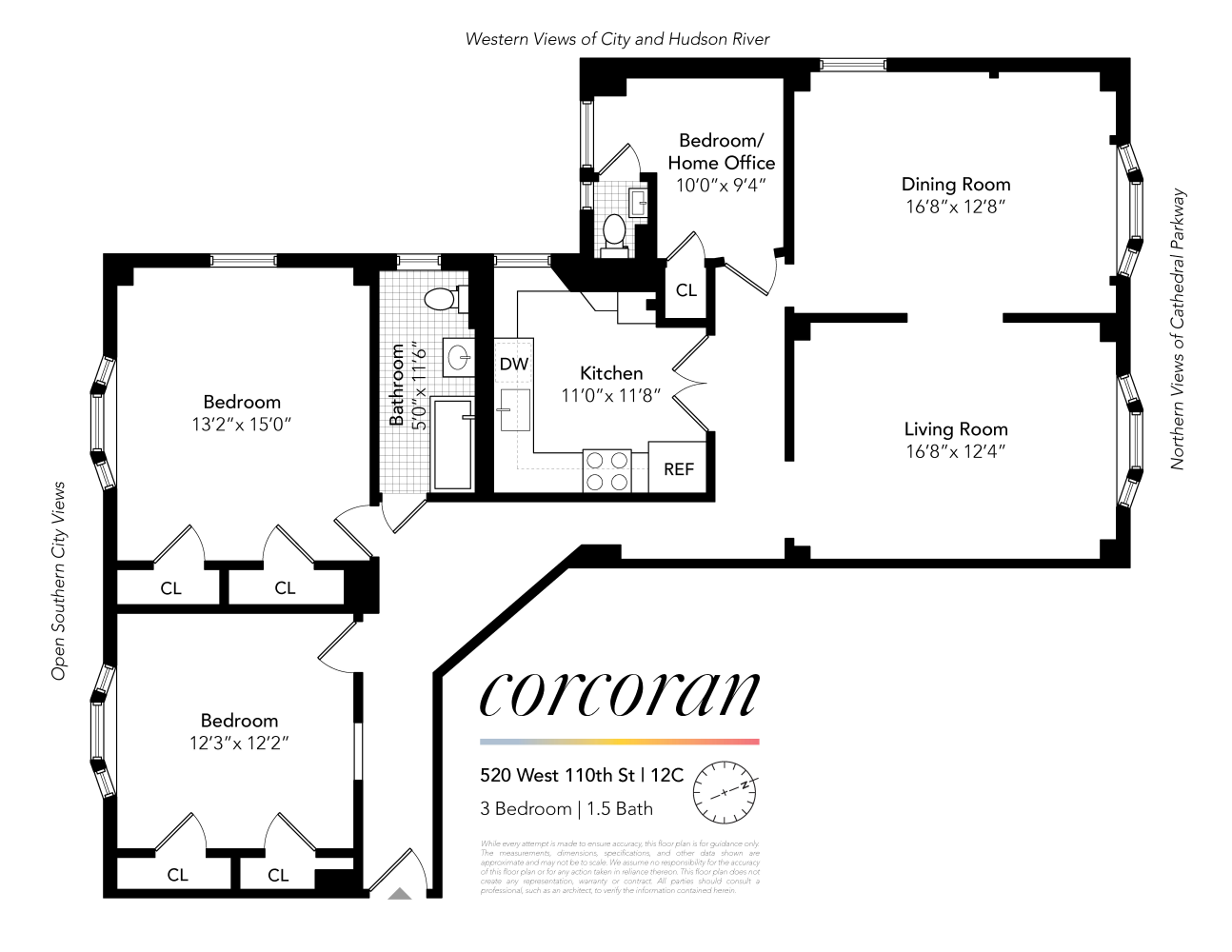 Floorplan for 520 West 110th Street, 12C