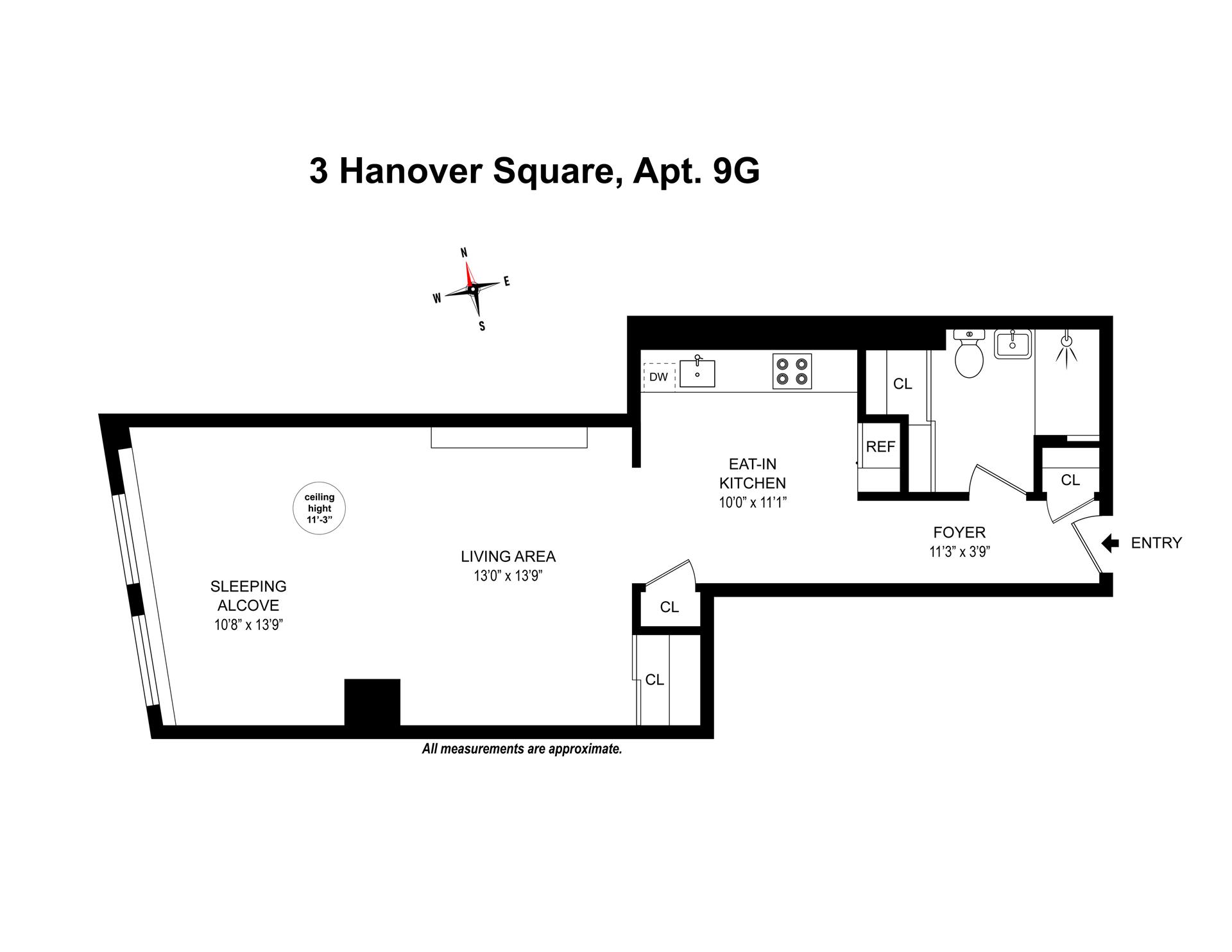 Floorplan for 3 Hanover Square, 9G