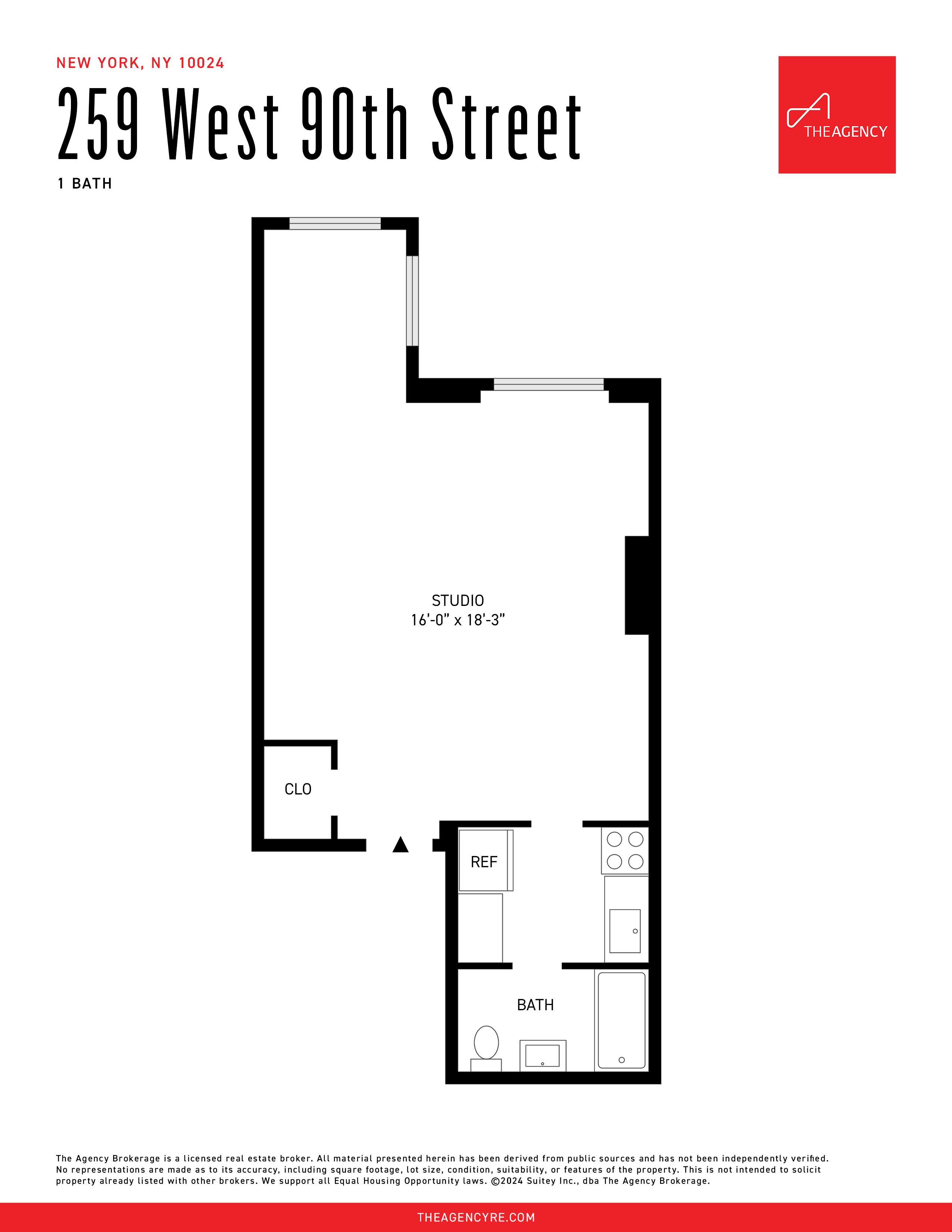 Floorplan for 259 West 90th Street, 3-F