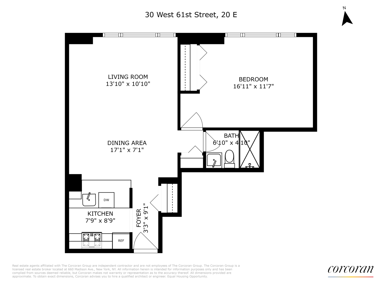 Floorplan for 30 West 61st Street, 20E