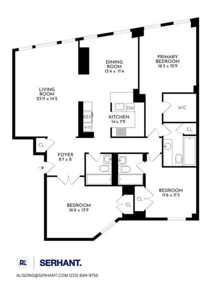 Floorplan for 222 Riverside Drive, 2A