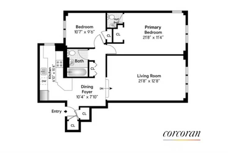 Floorplan for 320 West 76th Street, 8C