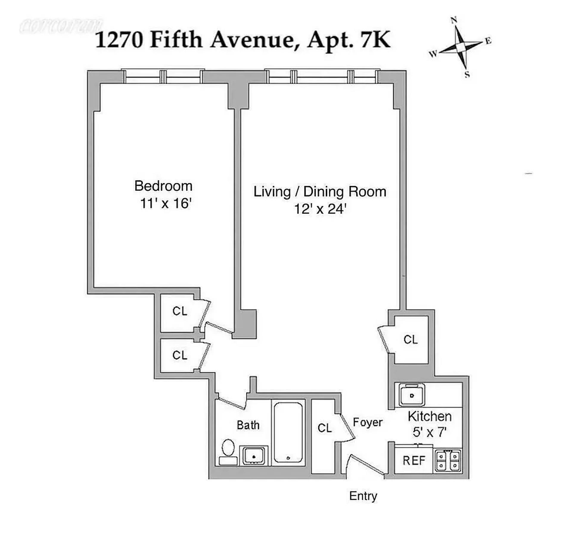 Floorplan for 1270 5th Avenue, 7K