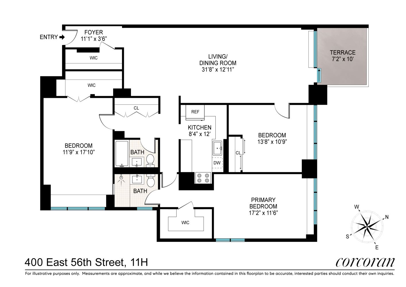 Floorplan for 400 East 56th Street, 11H