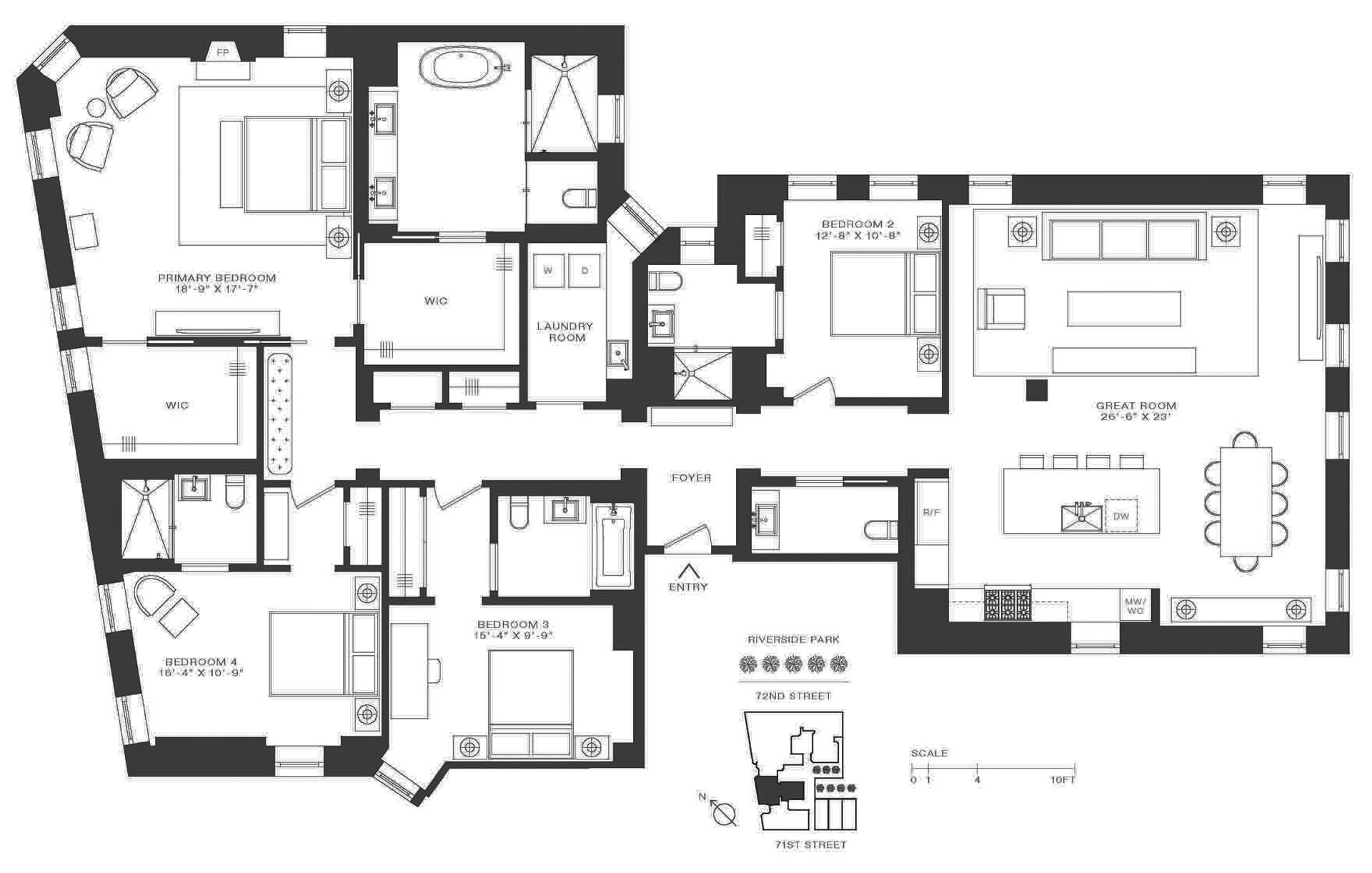 Floorplan for 344 West 72nd Street, 1208