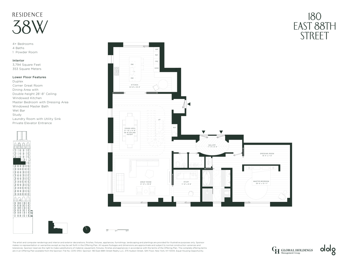 Floorplan for 180 East 88th Street, PH38W