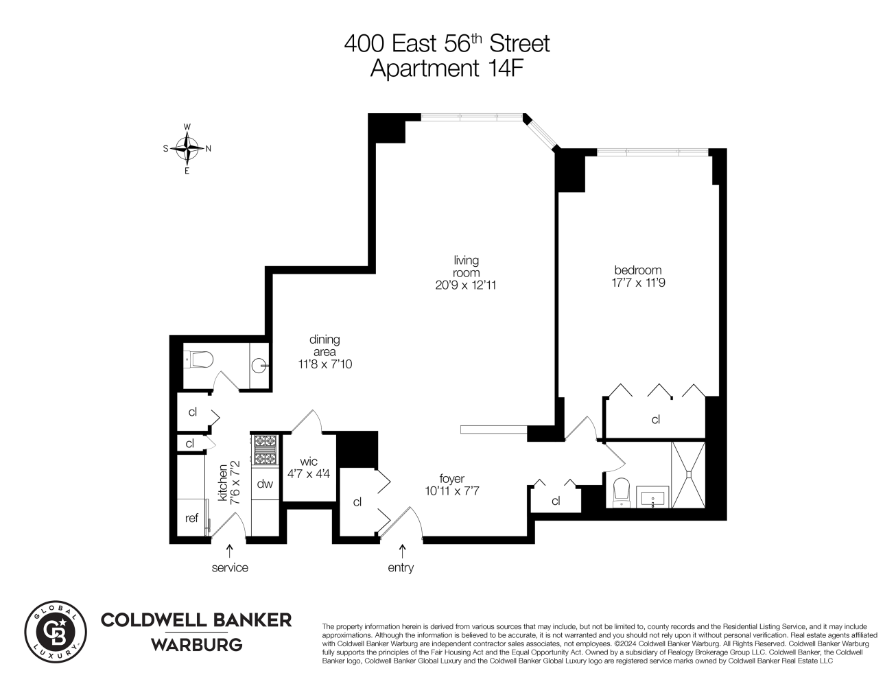 Floorplan for 400 East 56th Street, 14F