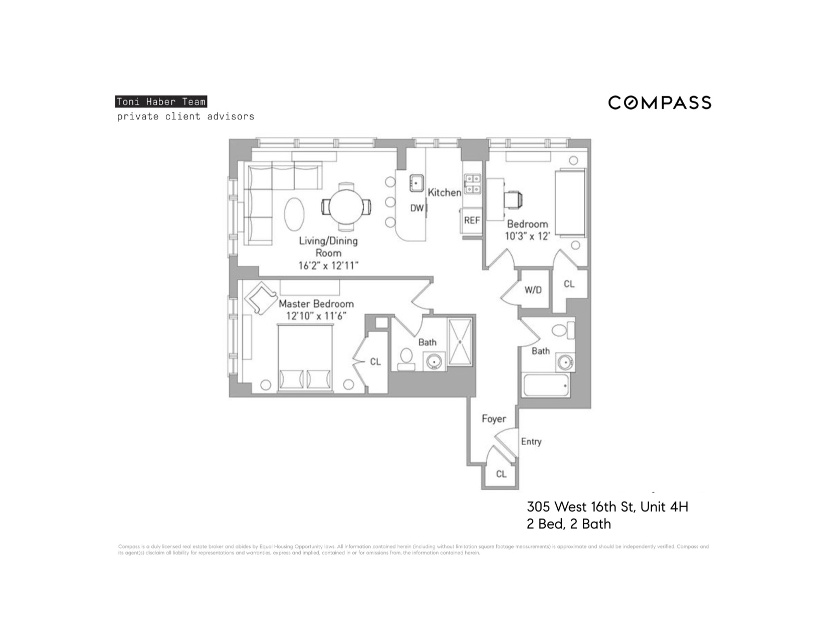 Floorplan for 305 West 16th Street, 4H