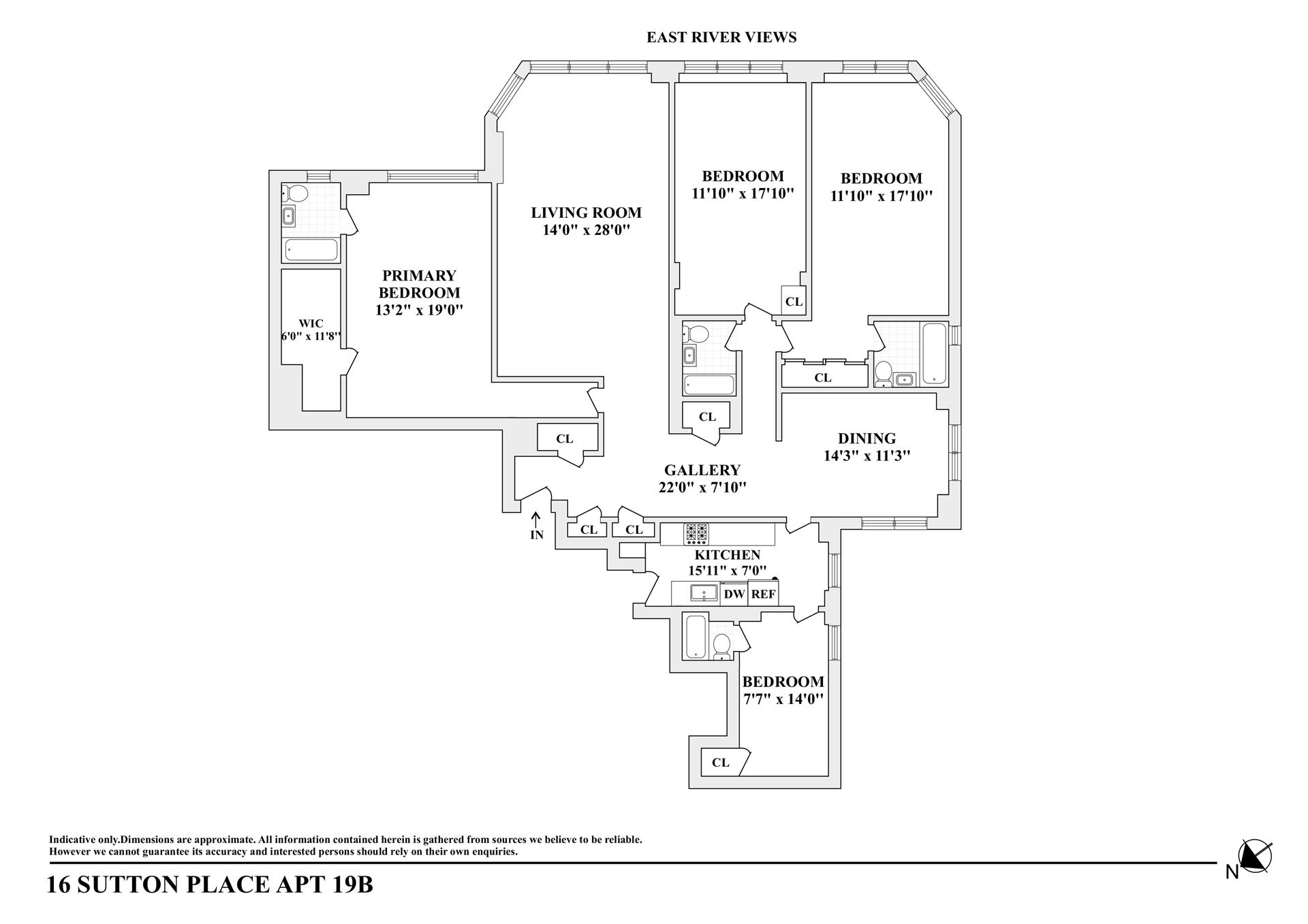 Floorplan for 16 Sutton Place, 19B