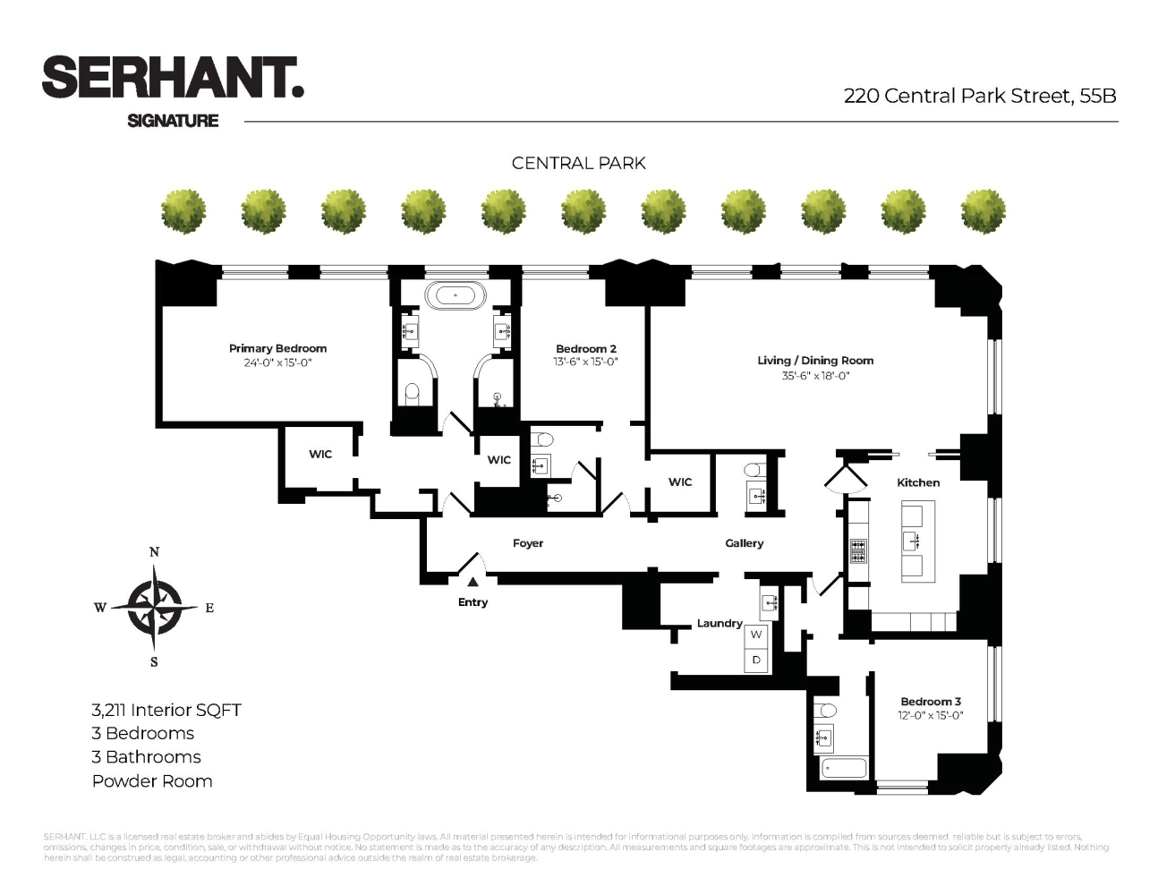 Floorplan for 220 Central Park, 55B