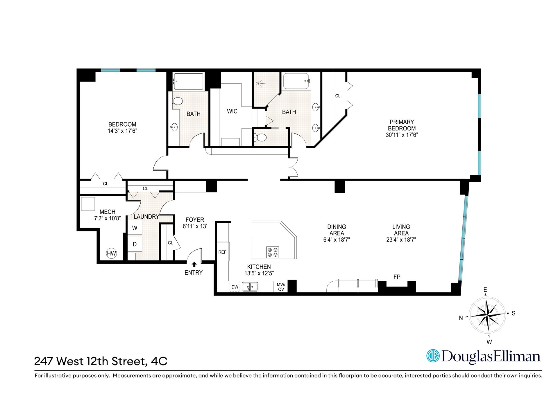 Floorplan for 247 West 12th Street, 4C