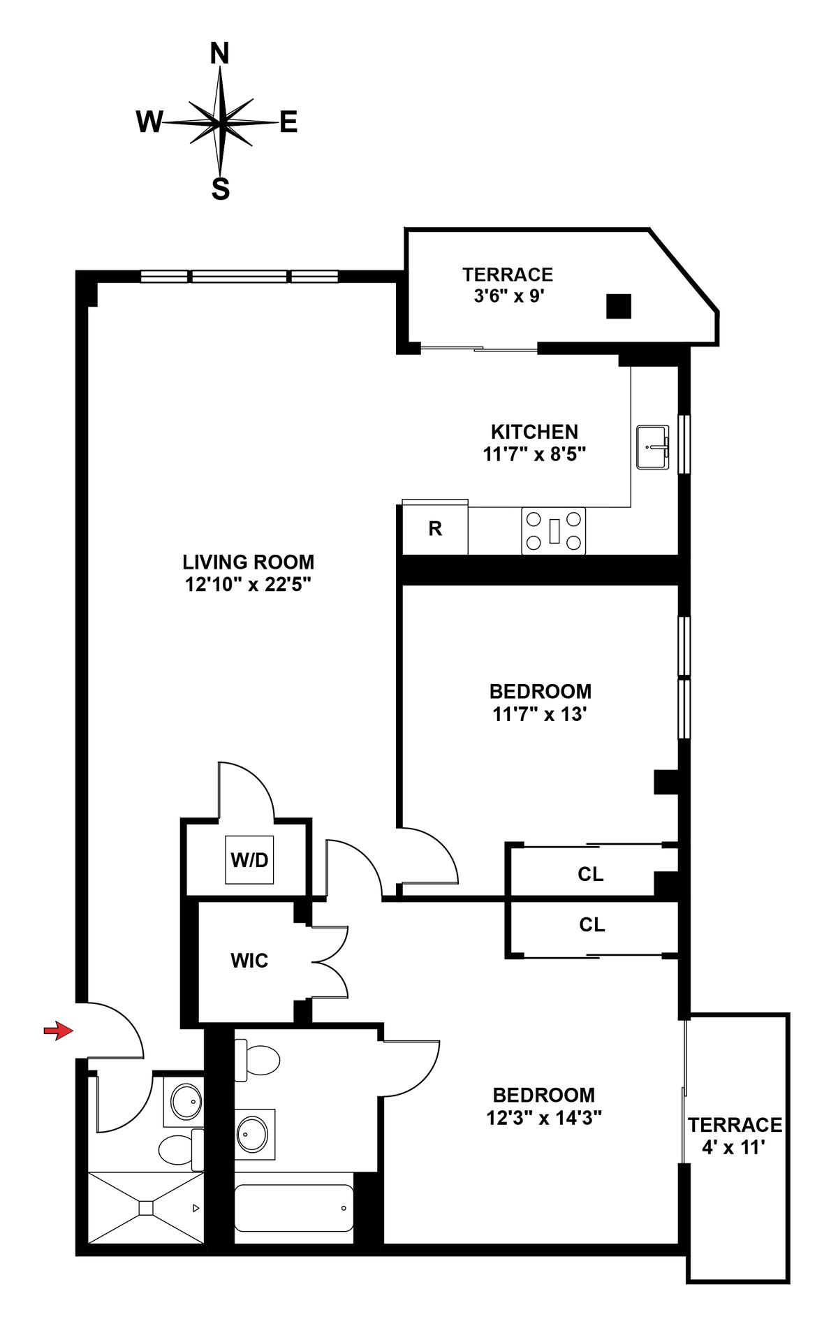 Floorplan for 2233 Caton Avenue, 2-C