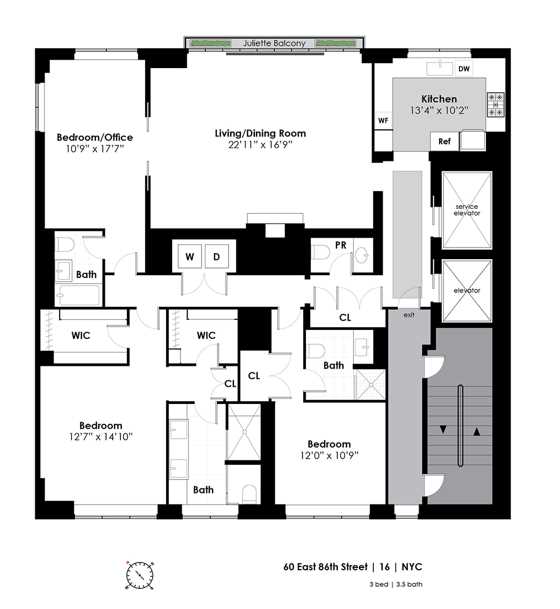 Floorplan for 60 East 86th Street, 16