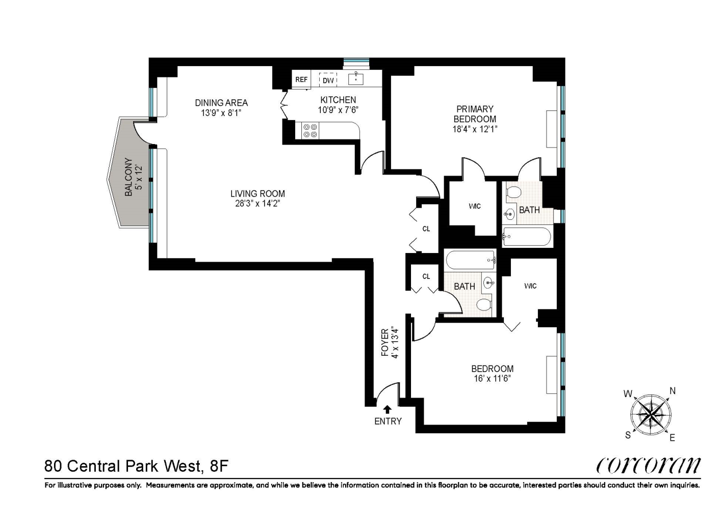 Floorplan for 80 Central Park, 8F