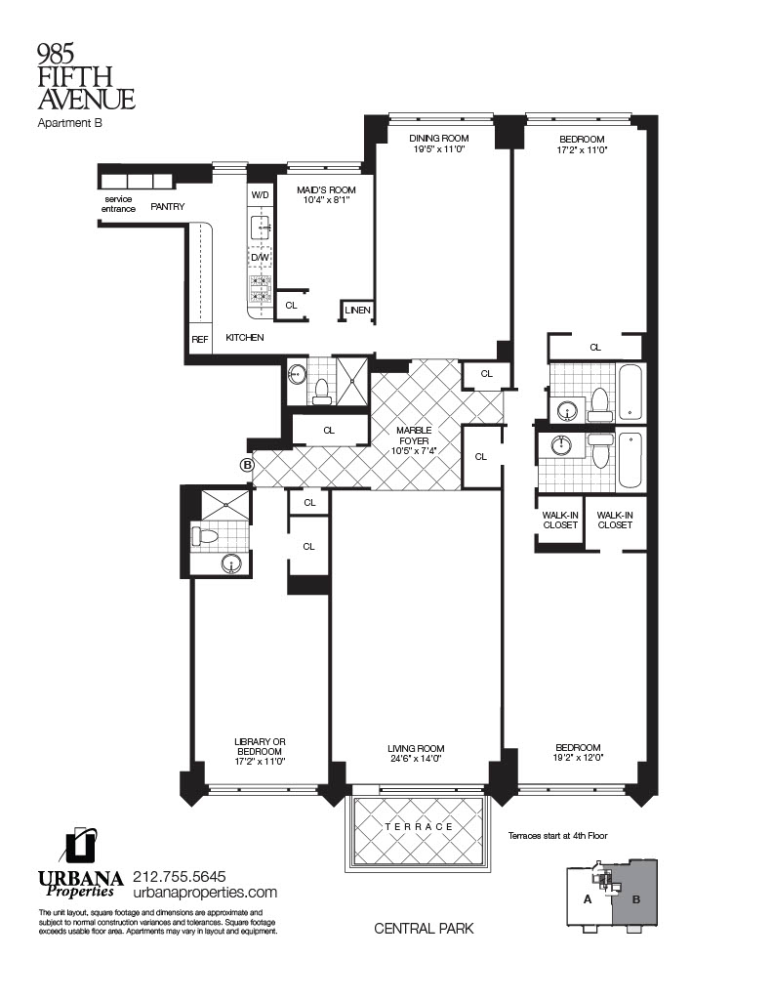 Floorplan for 985 5th Avenue, 21B