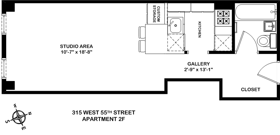 Floorplan for 315 West 55th Street, 2F