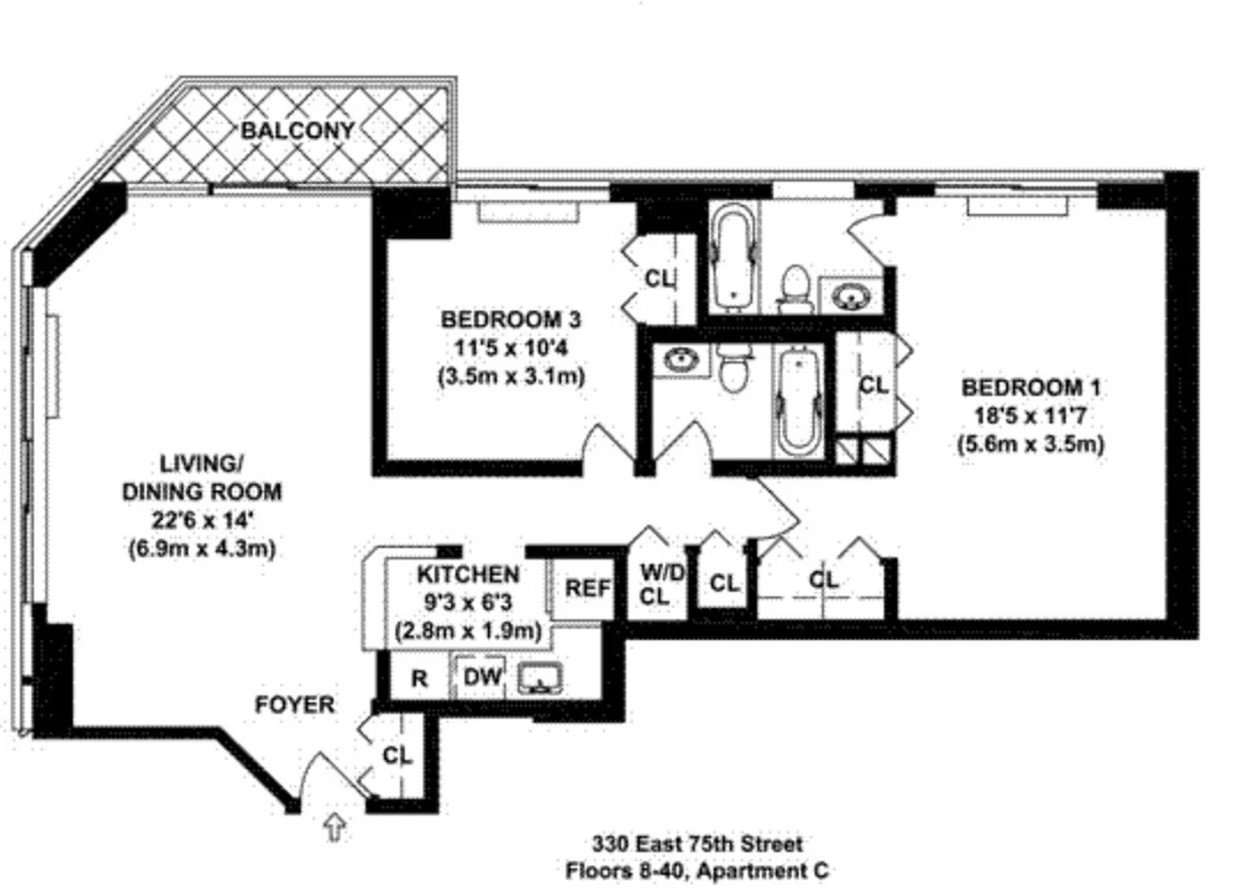 Floorplan for 330 East 75th Street, 38C