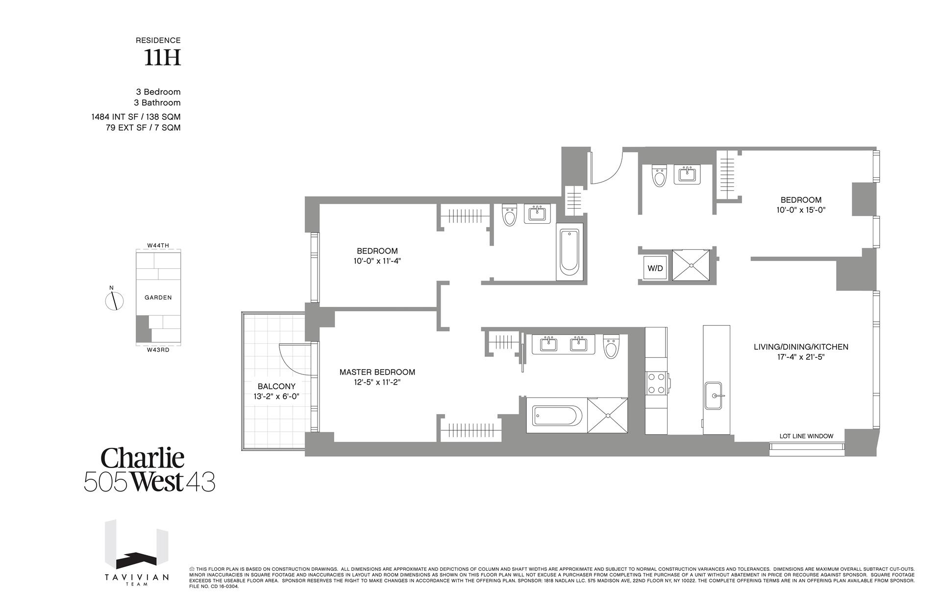 Floorplan for 505 West 43rd Street, 11H