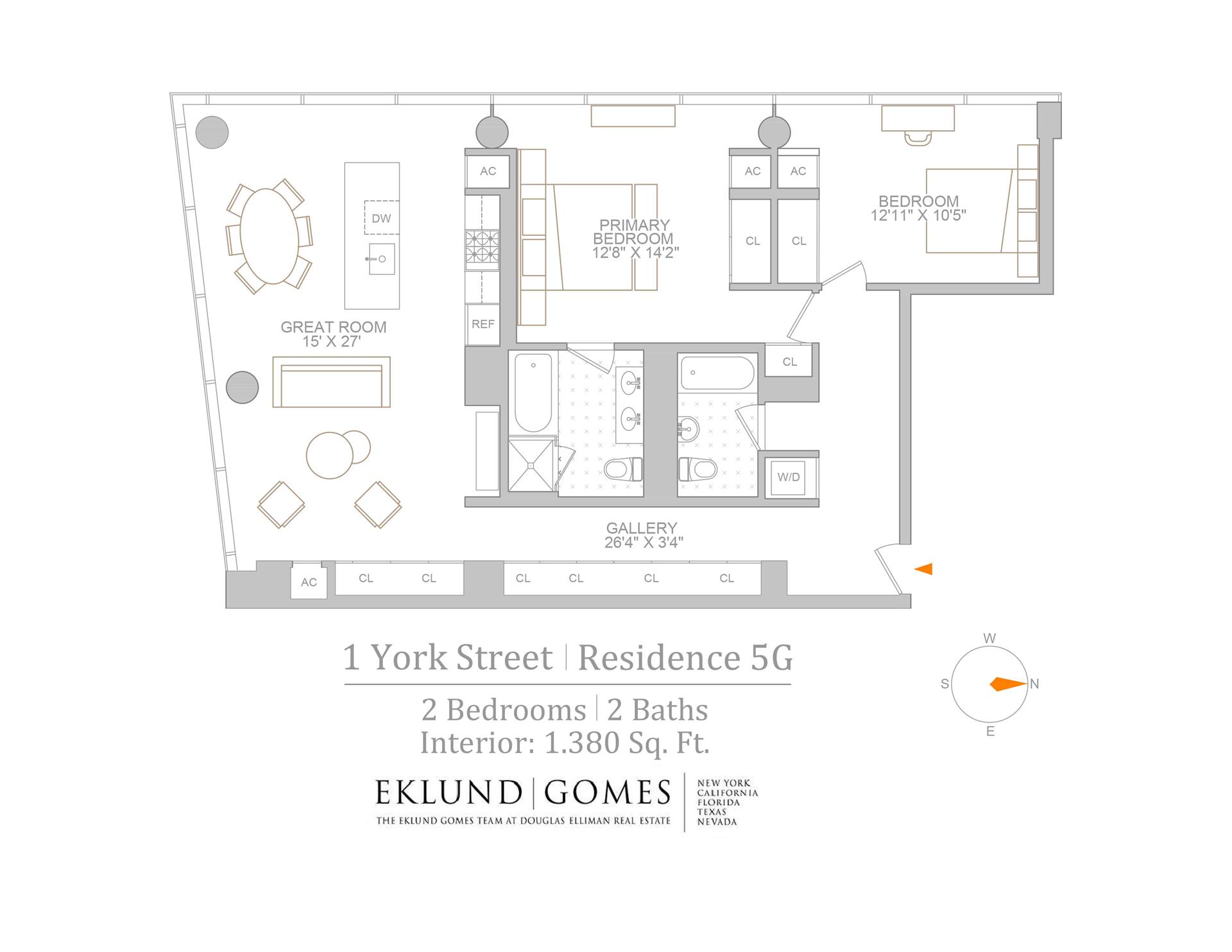 Floorplan for 1 York Street, 5G