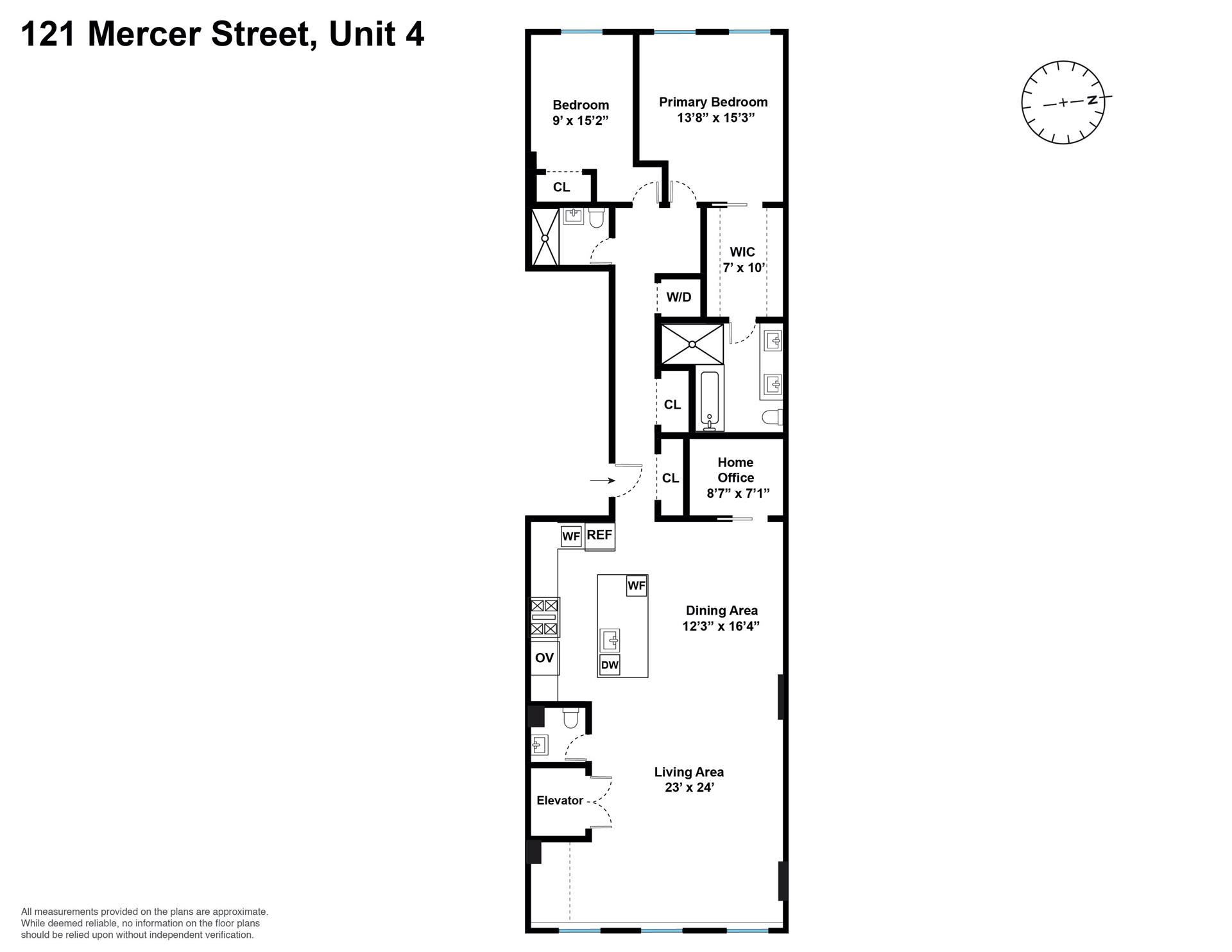 Floorplan for 121 Mercer Street, 4W