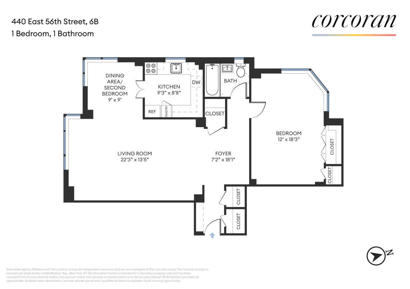 Floorplan for 440 East 56th Street, 6B