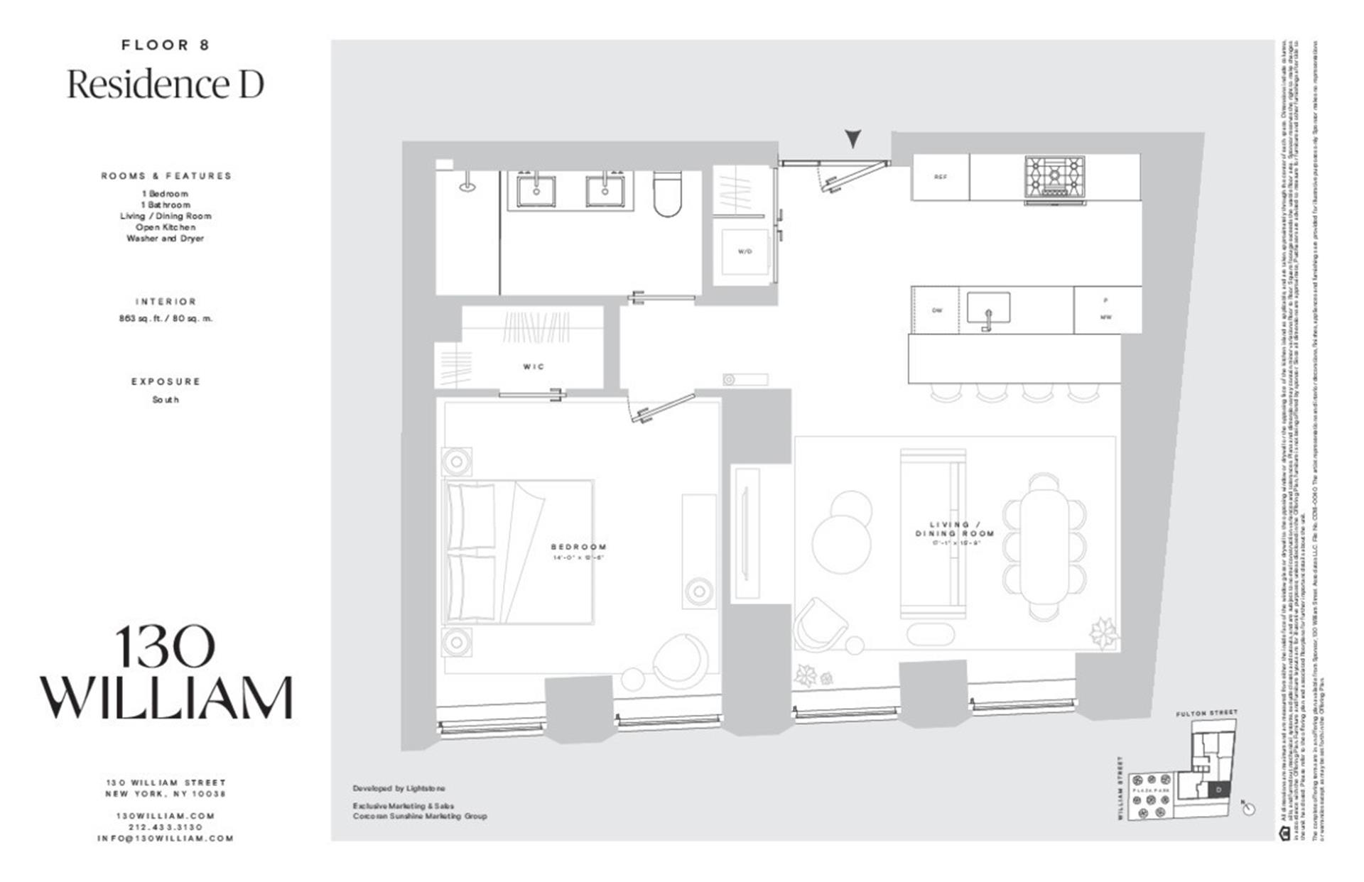 Floorplan for 130 William Street, 8D