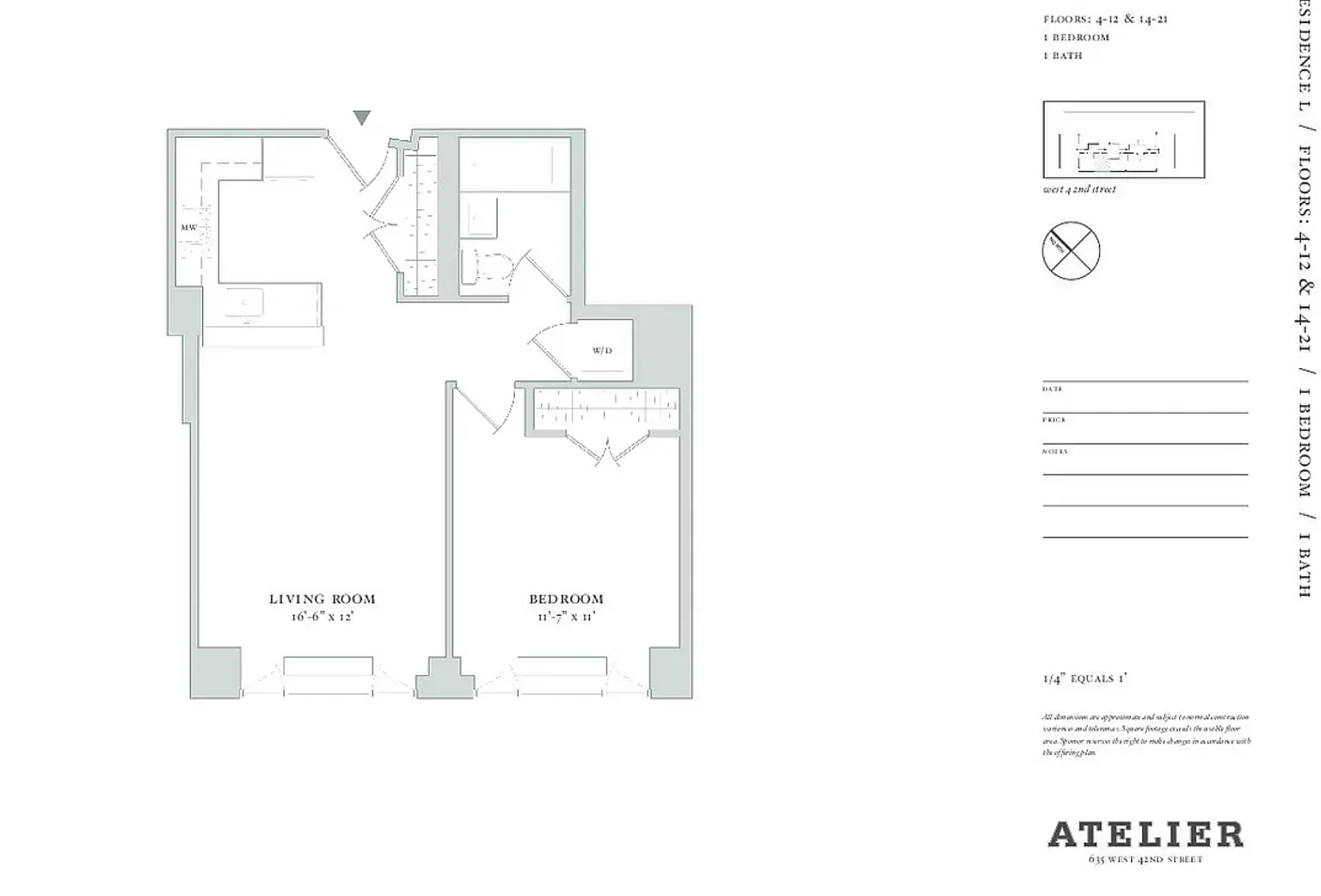 Floorplan for 635 West 42nd Street, 7L