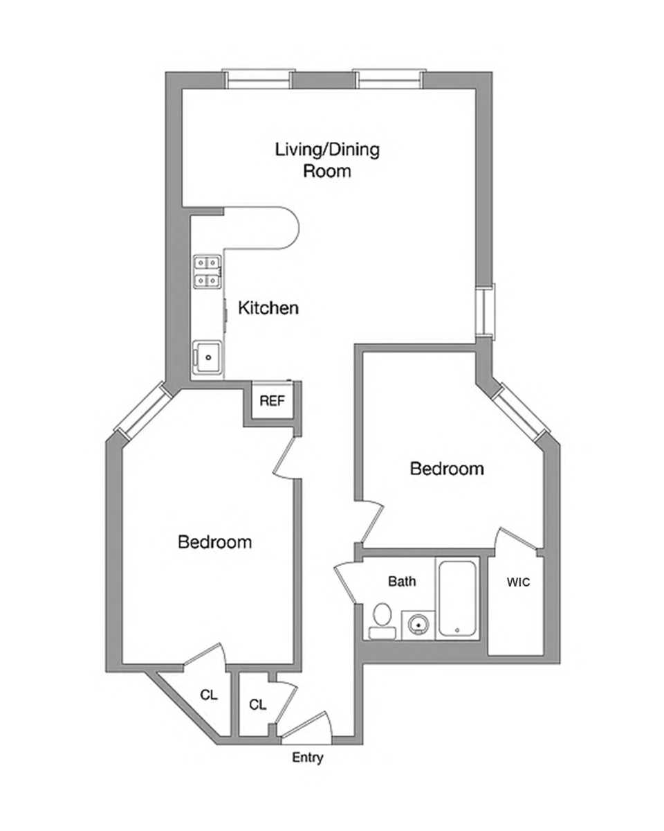 Floorplan for 2322 Adam Clayton Powell Jr Boulevard, 2-B