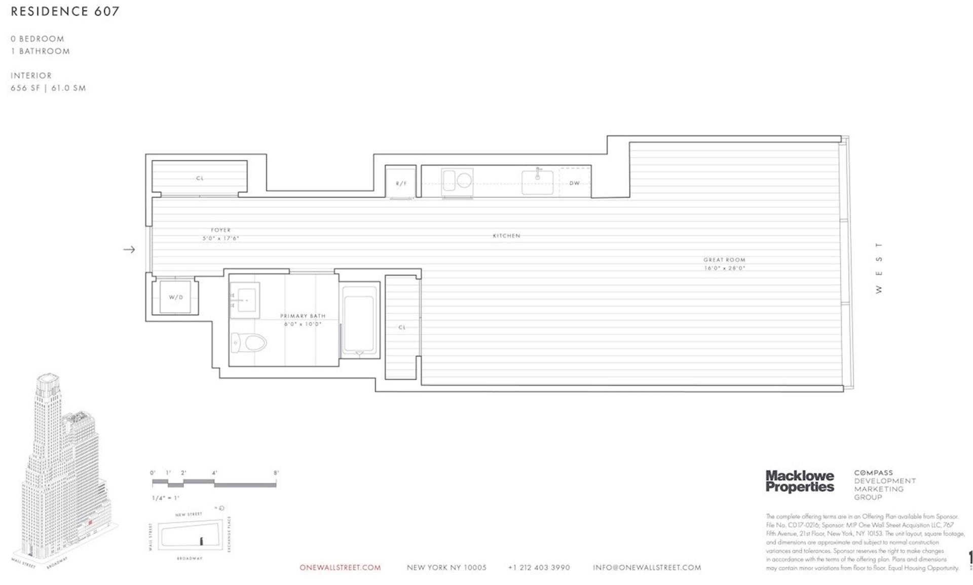 Floorplan for 1 Wall Street, 607