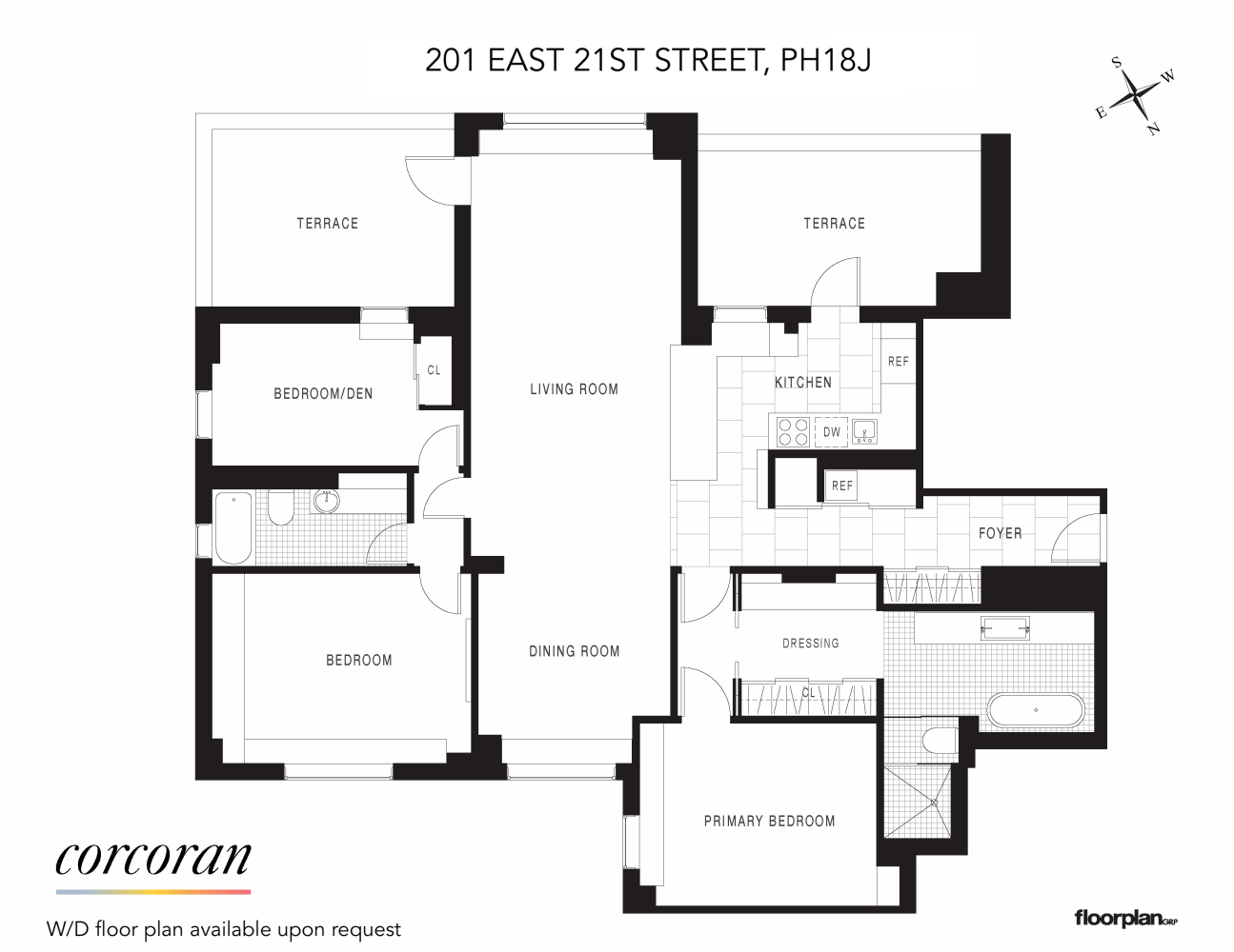 Floorplan for 201 East 21st Street, PH18J