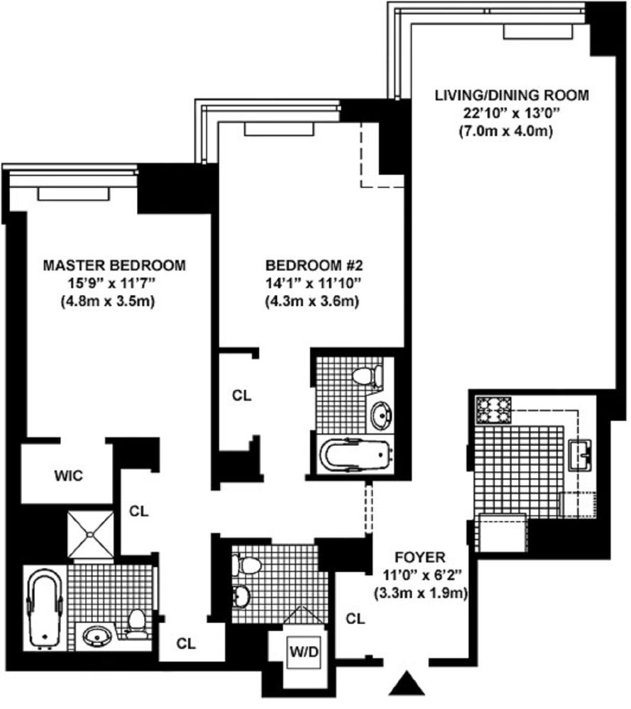 Floorplan for 2 Columbus Avenue, 15B