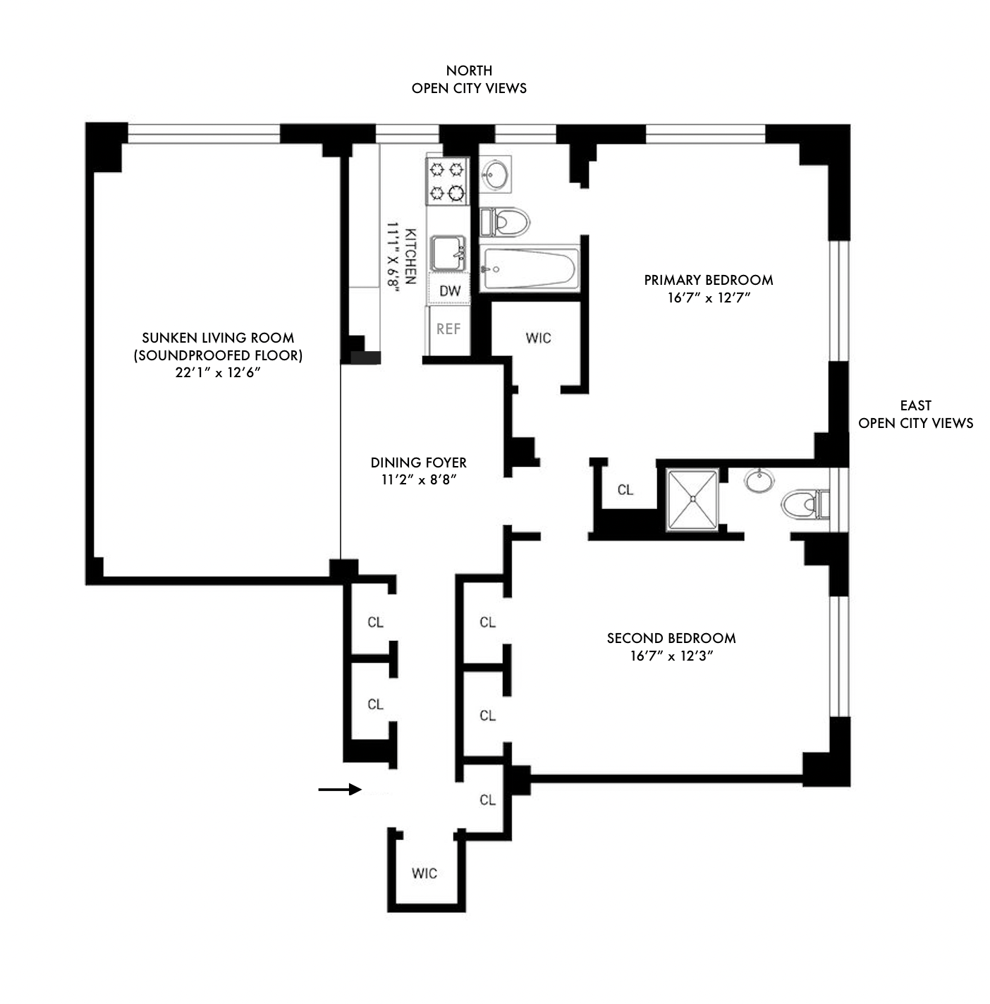 Floorplan for 200 West 86th Street, 17C