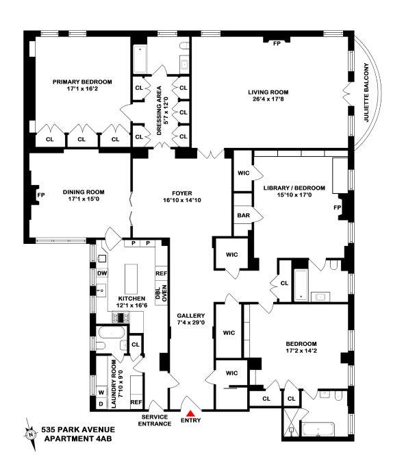 Floorplan for 535 Park Avenue, 4-AB