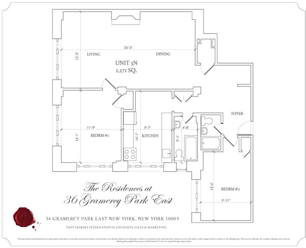 Floorplan for 36 Gramercy Park, 3-N