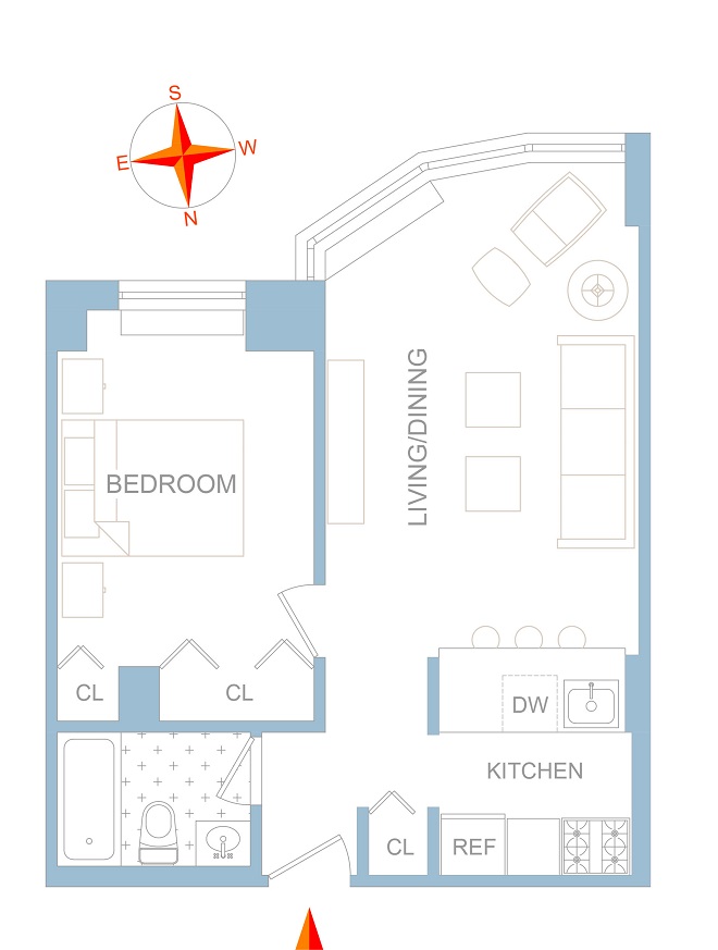 Floorplan for 350 West 50th Street, 4A