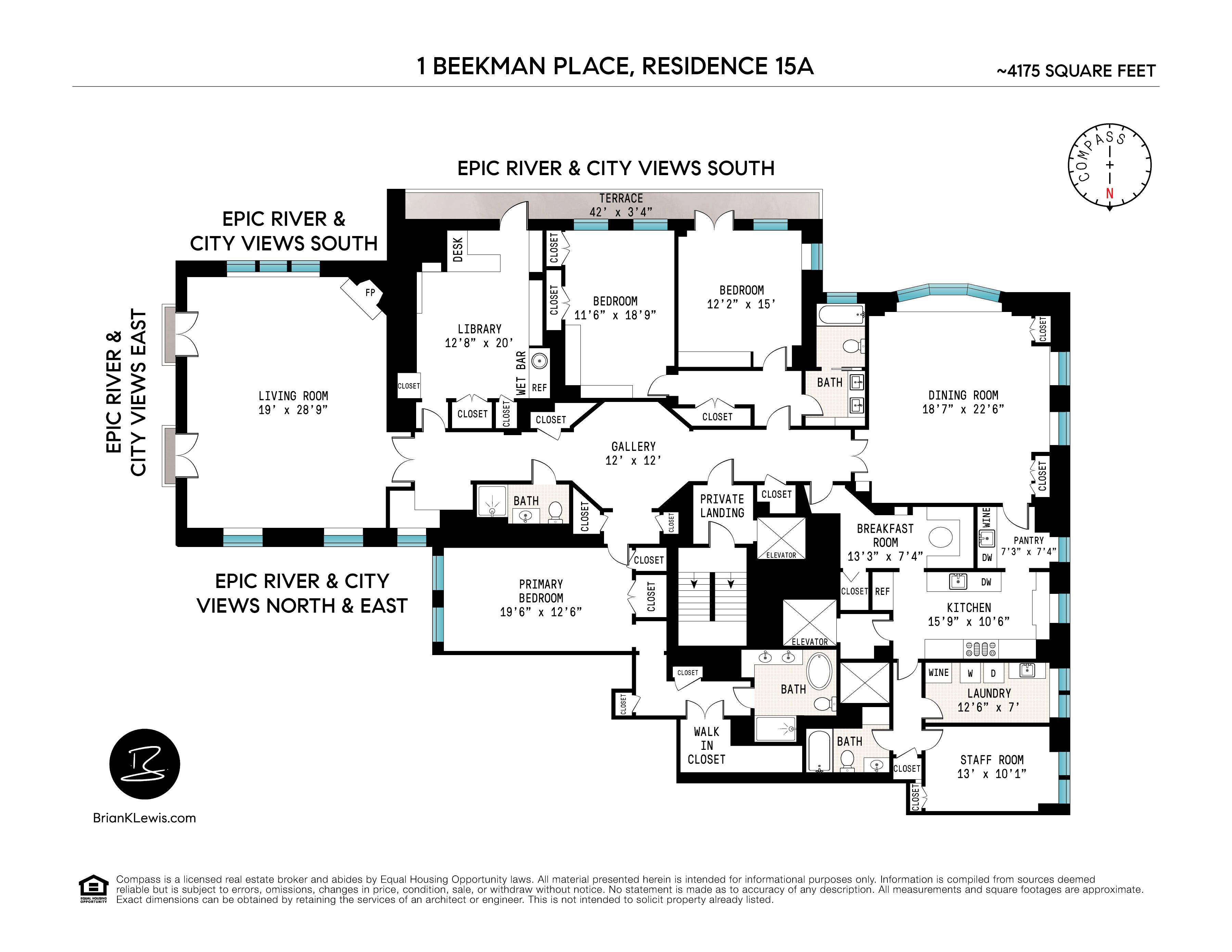 Floorplan for 1 Beekman Place, 15A