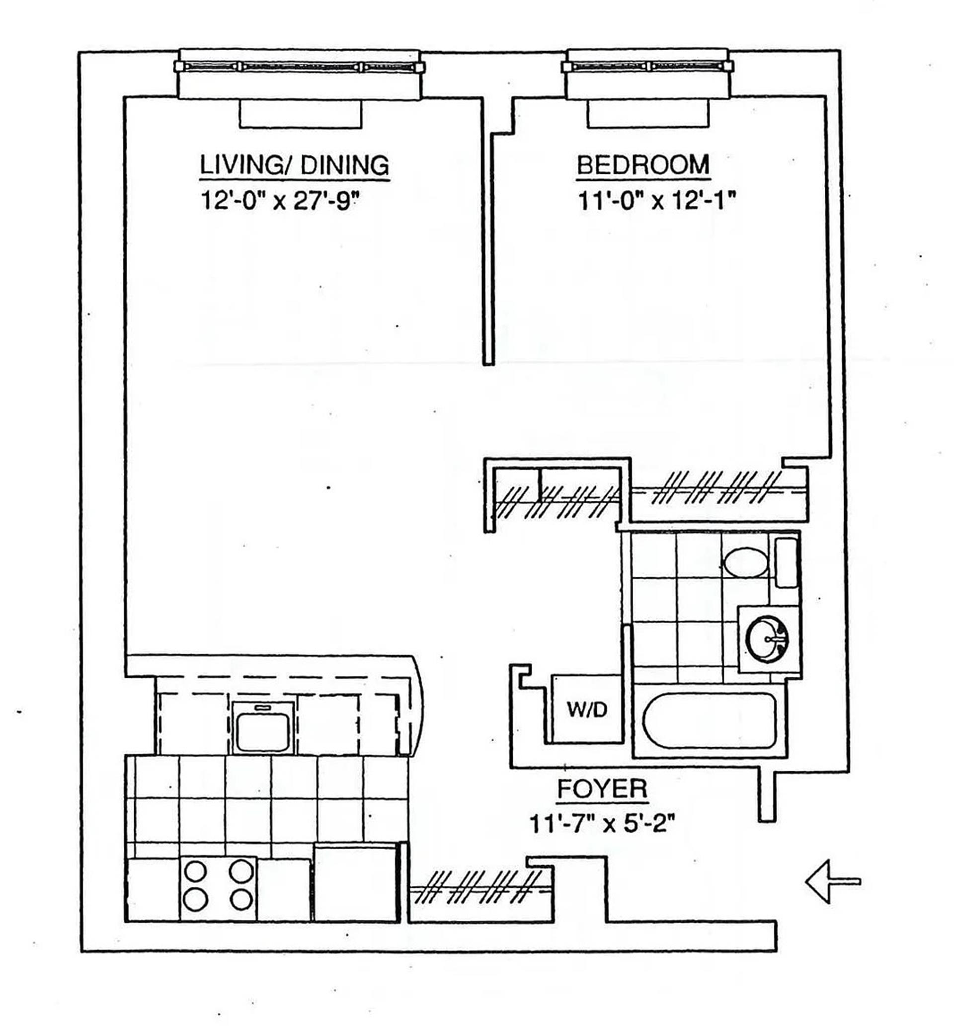 Floorplan for 555 West 23rd Street, S11M