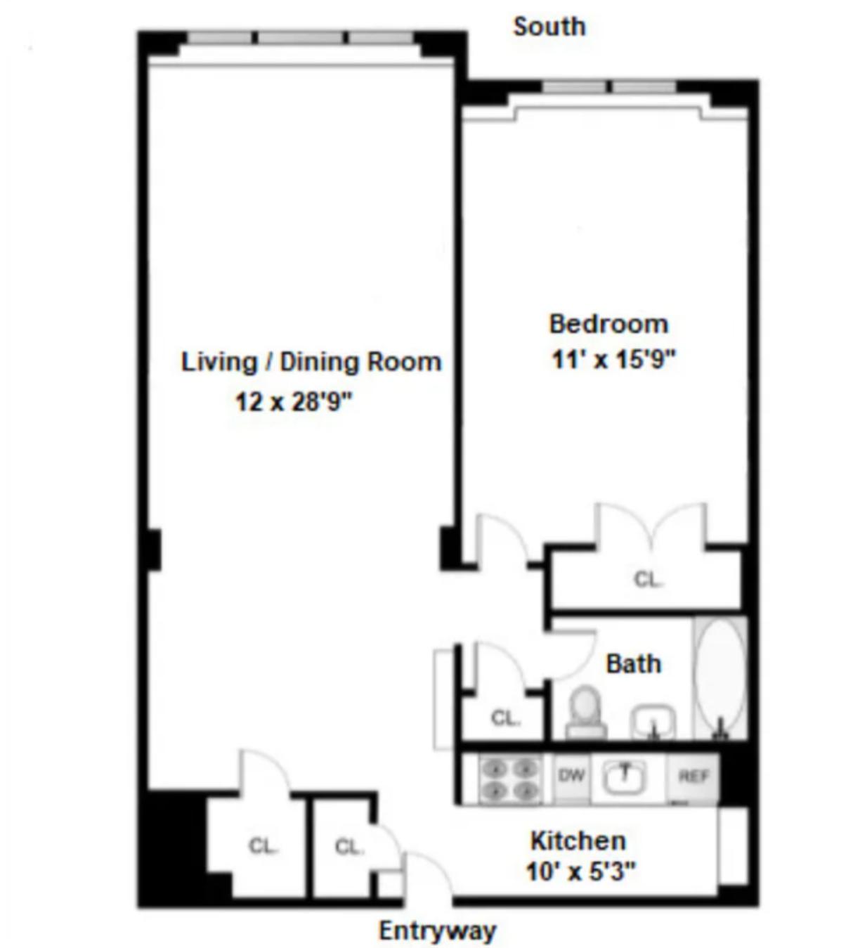 Floorplan for 201 East 15th Street, 5C