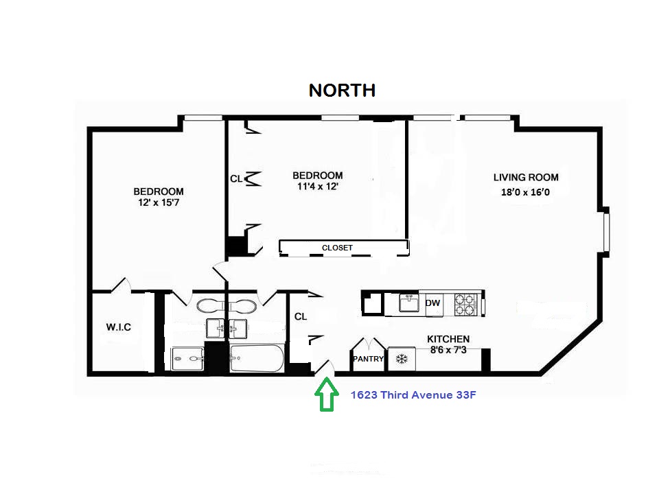 Floorplan for 1623 3rd Avenue, 33F