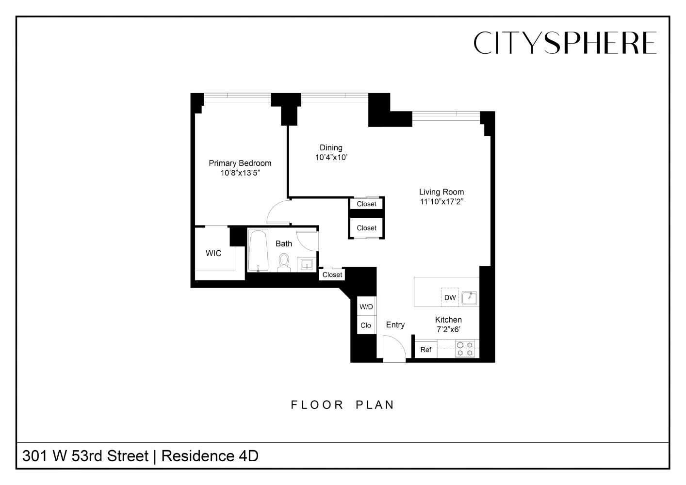 Floorplan for 301 West 53rd Street, 4D