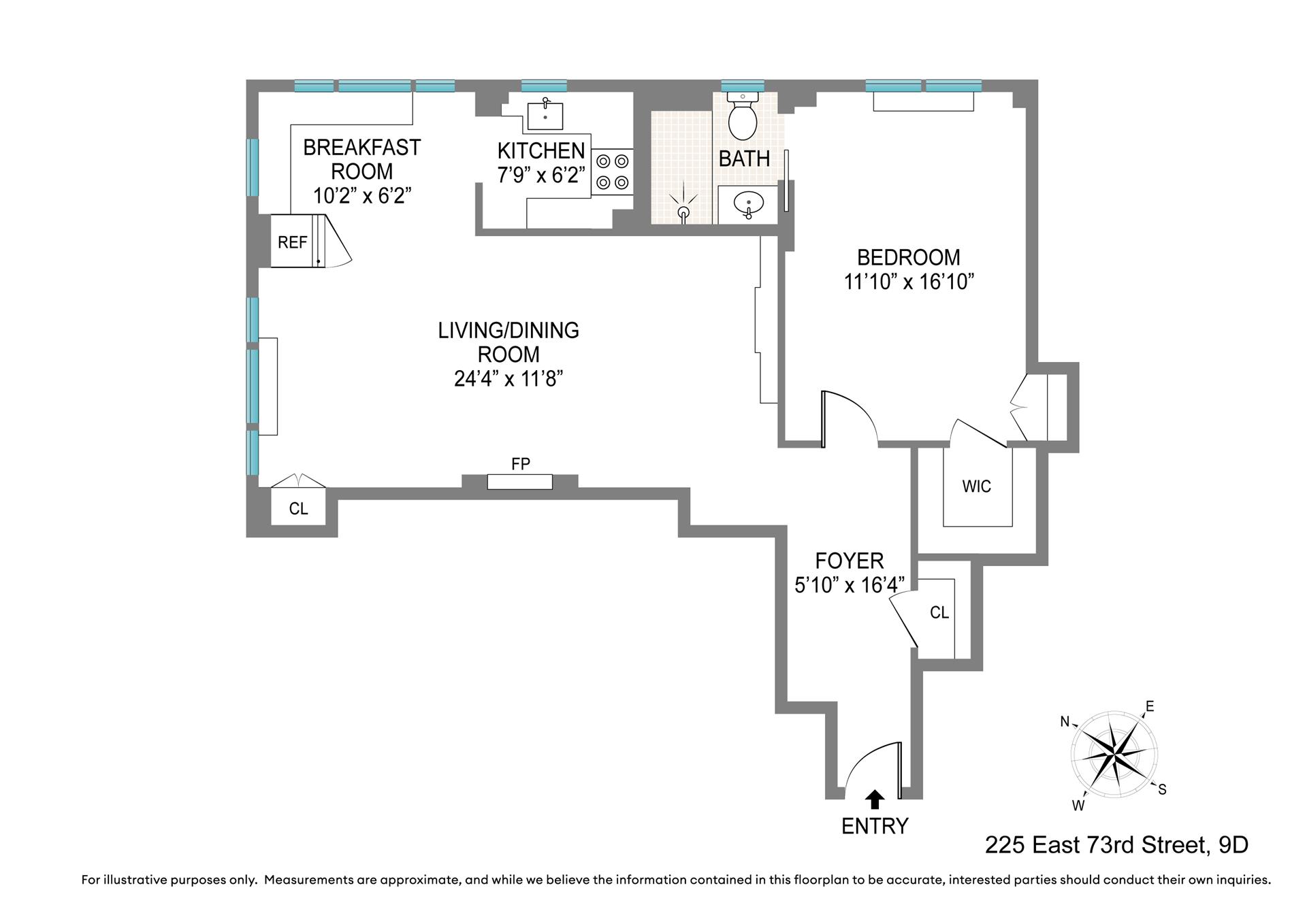 Floorplan for 225 East 73rd Street, 9D