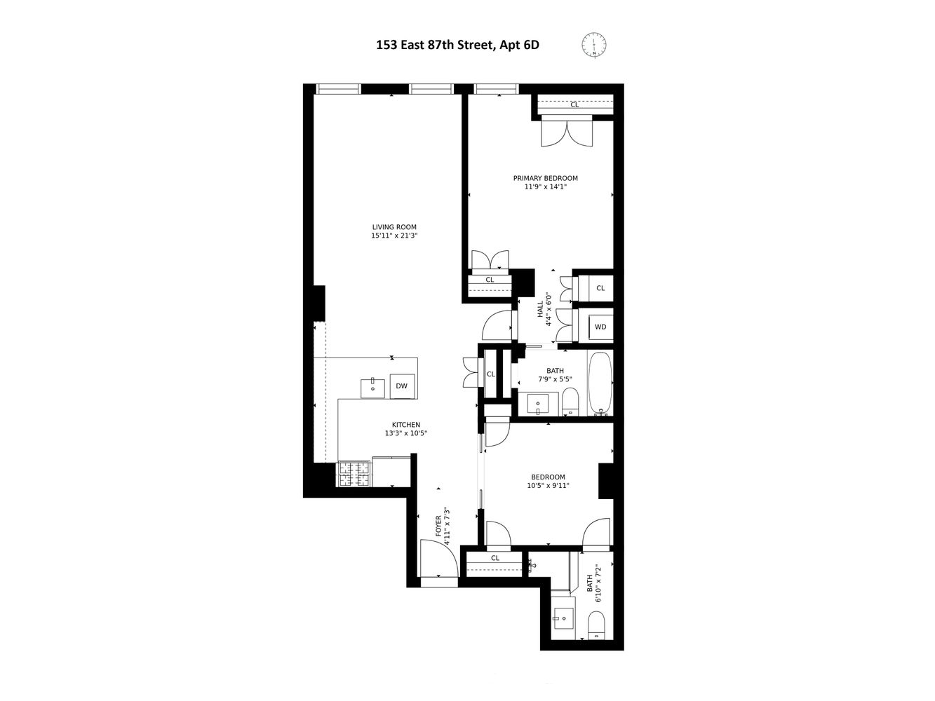 Floorplan for 153 East 87th Street, 6D