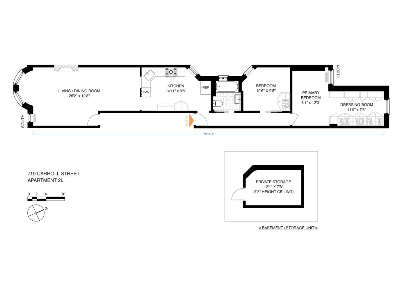 Floorplan for 719 Carroll Street, 2L