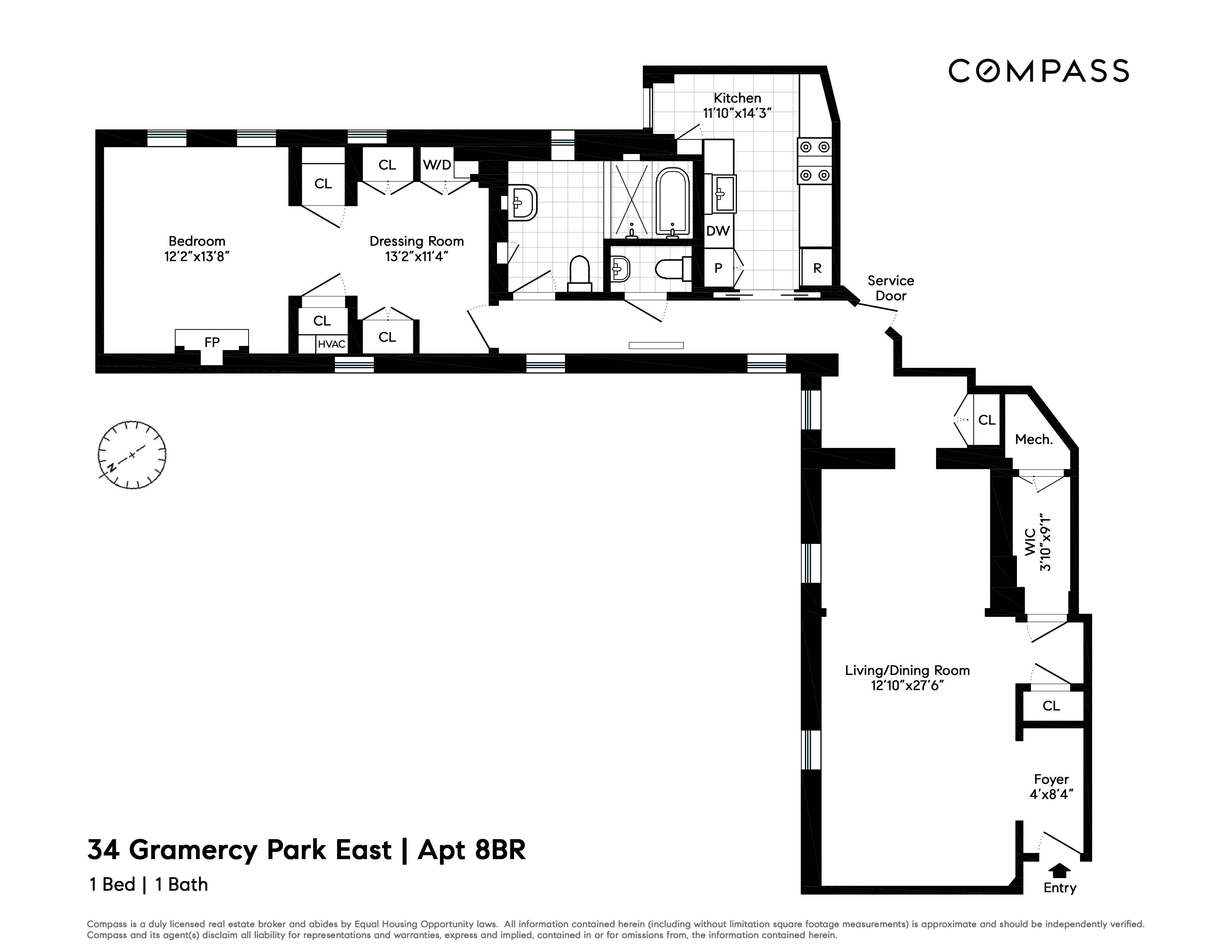 Floorplan for 34 Gramercy Park, 8B/R