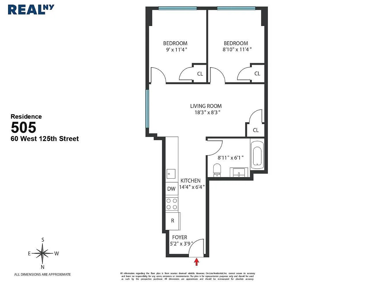 Floorplan for 60 West 125th Street, 405A