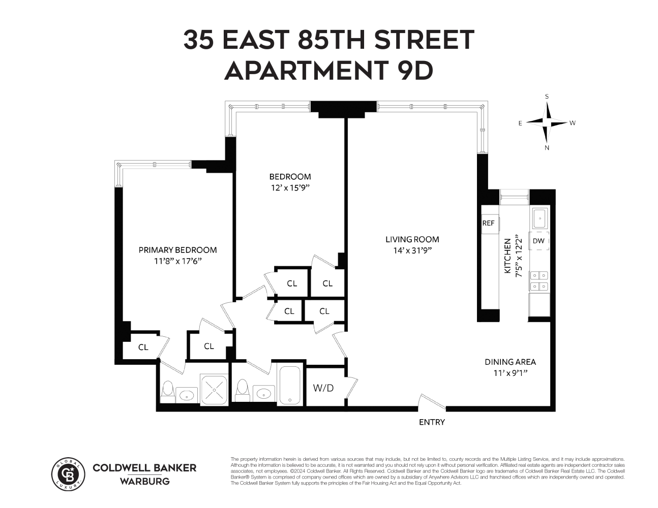 Floorplan for 35 East 85th Street, 9D